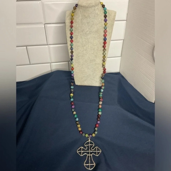 Semiprecious Natural Stone Necklace Mixed Jasper Boho Hippie Chakra